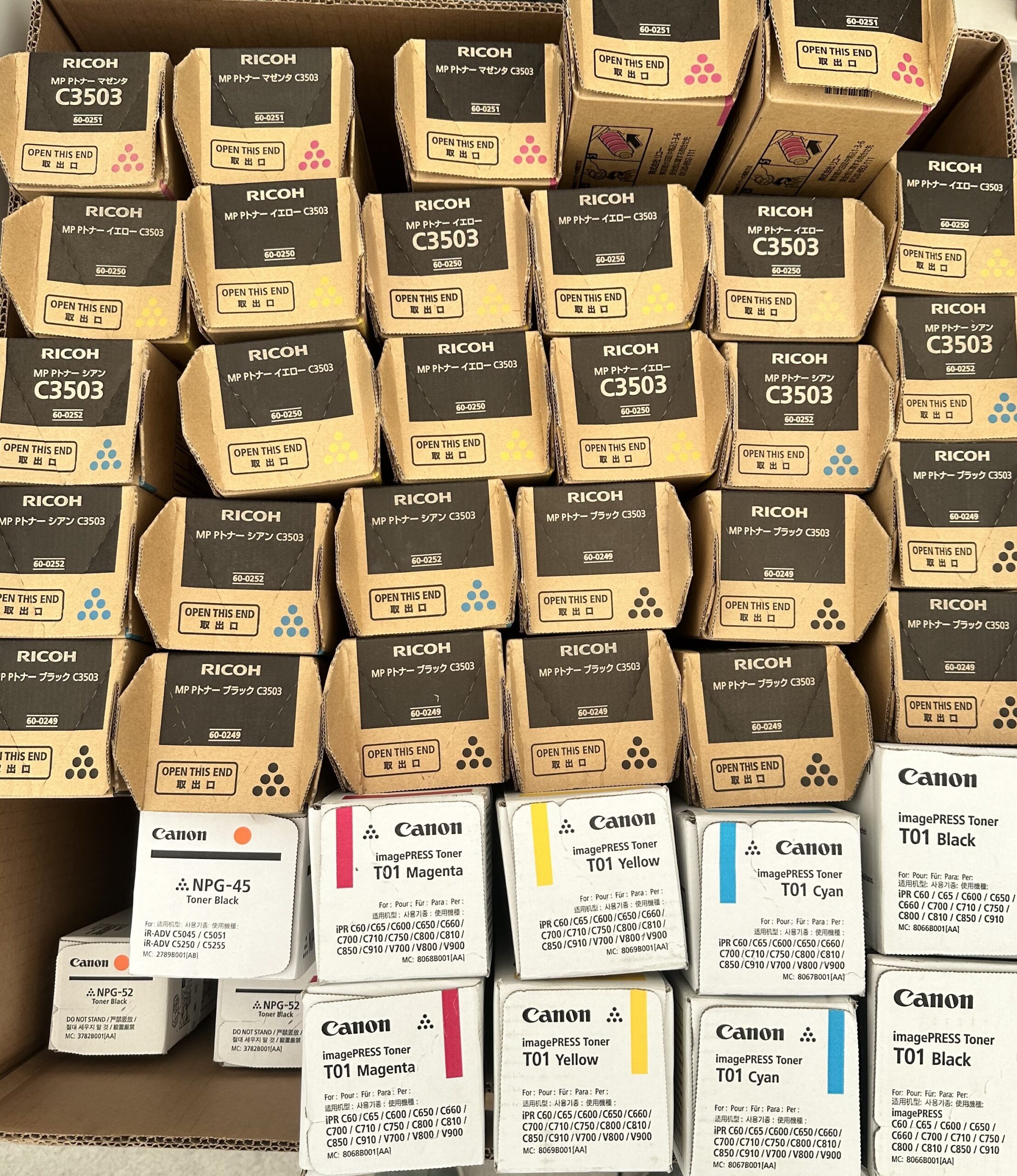 RICOH C3503/C6003、Canon T01 トナーなど 計97点を買取させて頂きまし